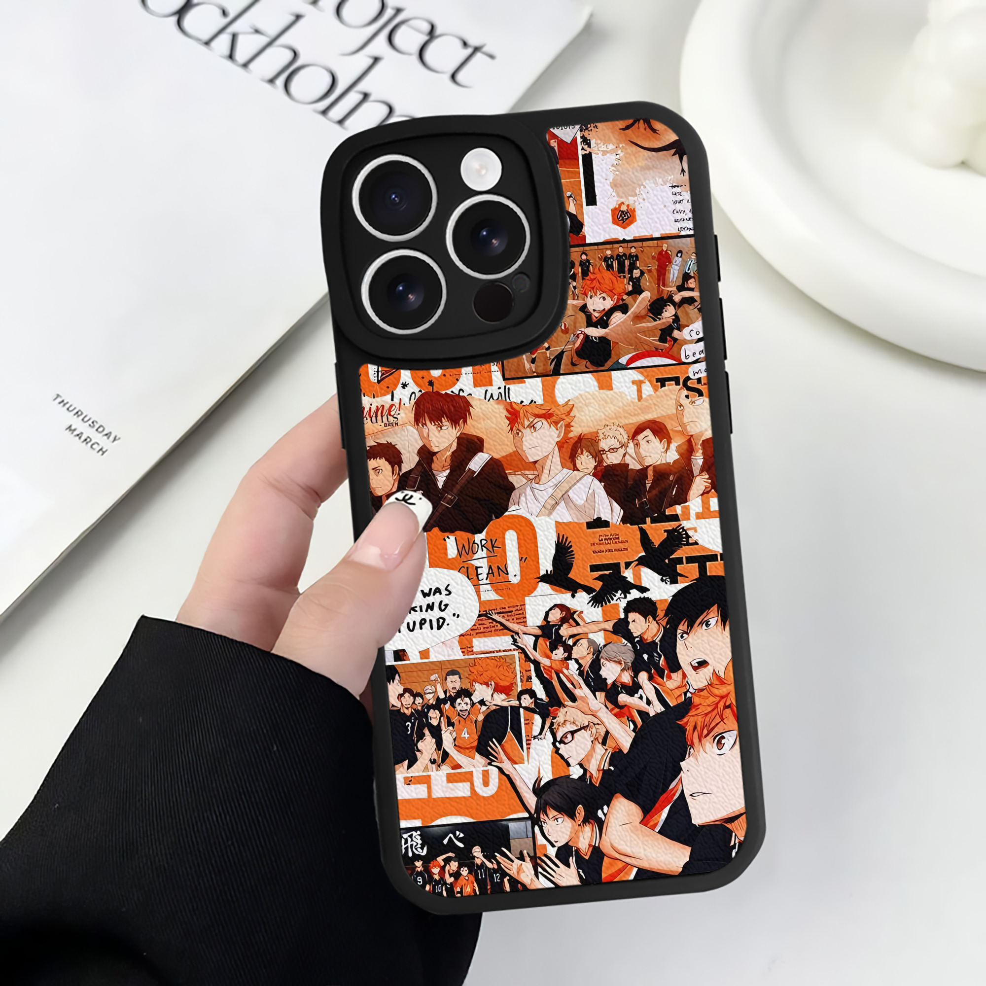 （画像用） ハイキュー!! Haikyu!! 【iPhone 16シリーズ対応】シリコンスマホケース（レザー調） 材質：シリコン